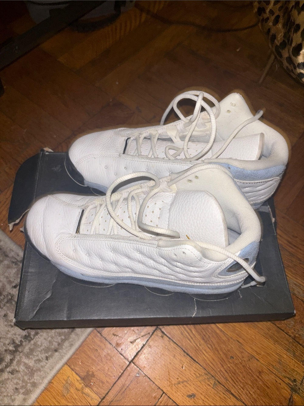 Jordan White and Light Blue Basketball Shoes